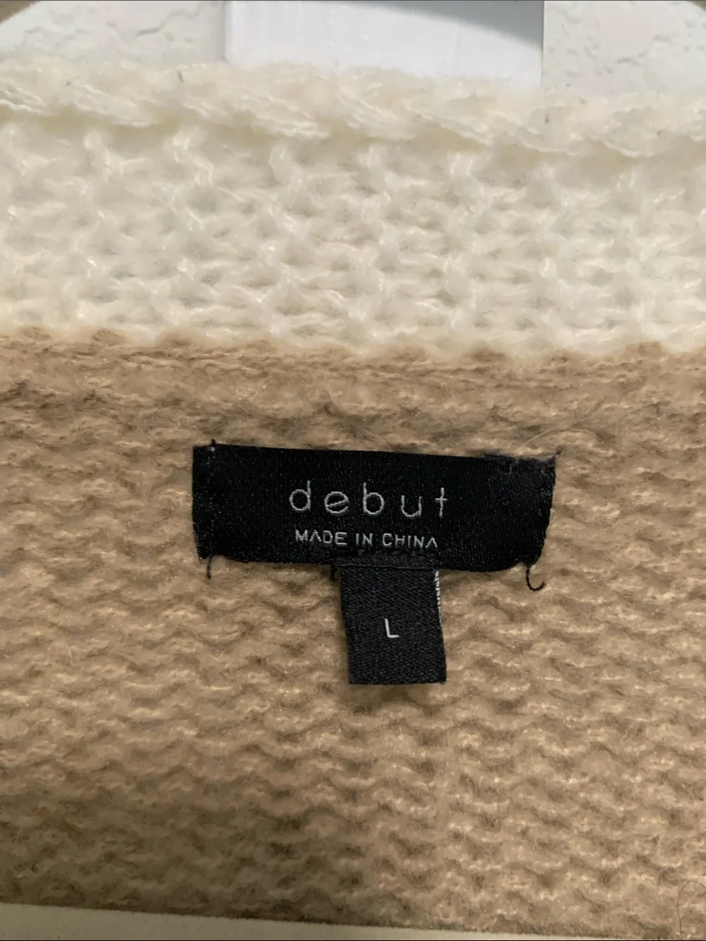 debut Beige Sheep Appliqué V-Neck Cardigan Sweater with Cream Trim - Picture 2 of 7